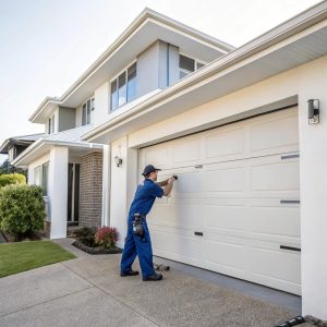 Professional garage door technician repairing residential garage door in Killarney Heights Northern Beaches suburb