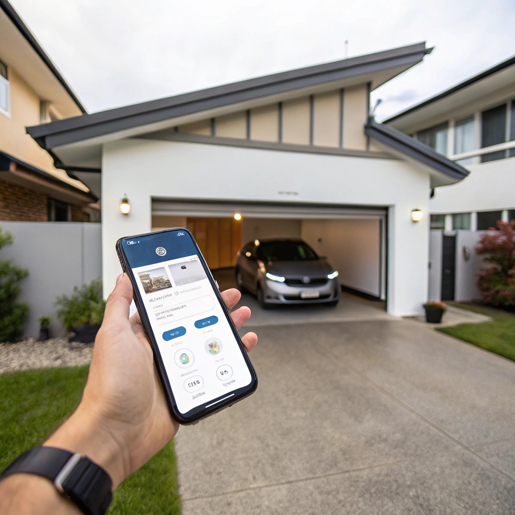 Smartphone app controlling garage door opener for smart home integration in Northern Beaches