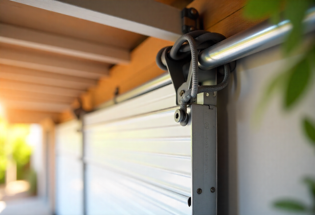 Galvanized extension springs with safety cables on a residential garage door in Northern Beaches, offering a cost-effective and safe lifting system for lighter doors.