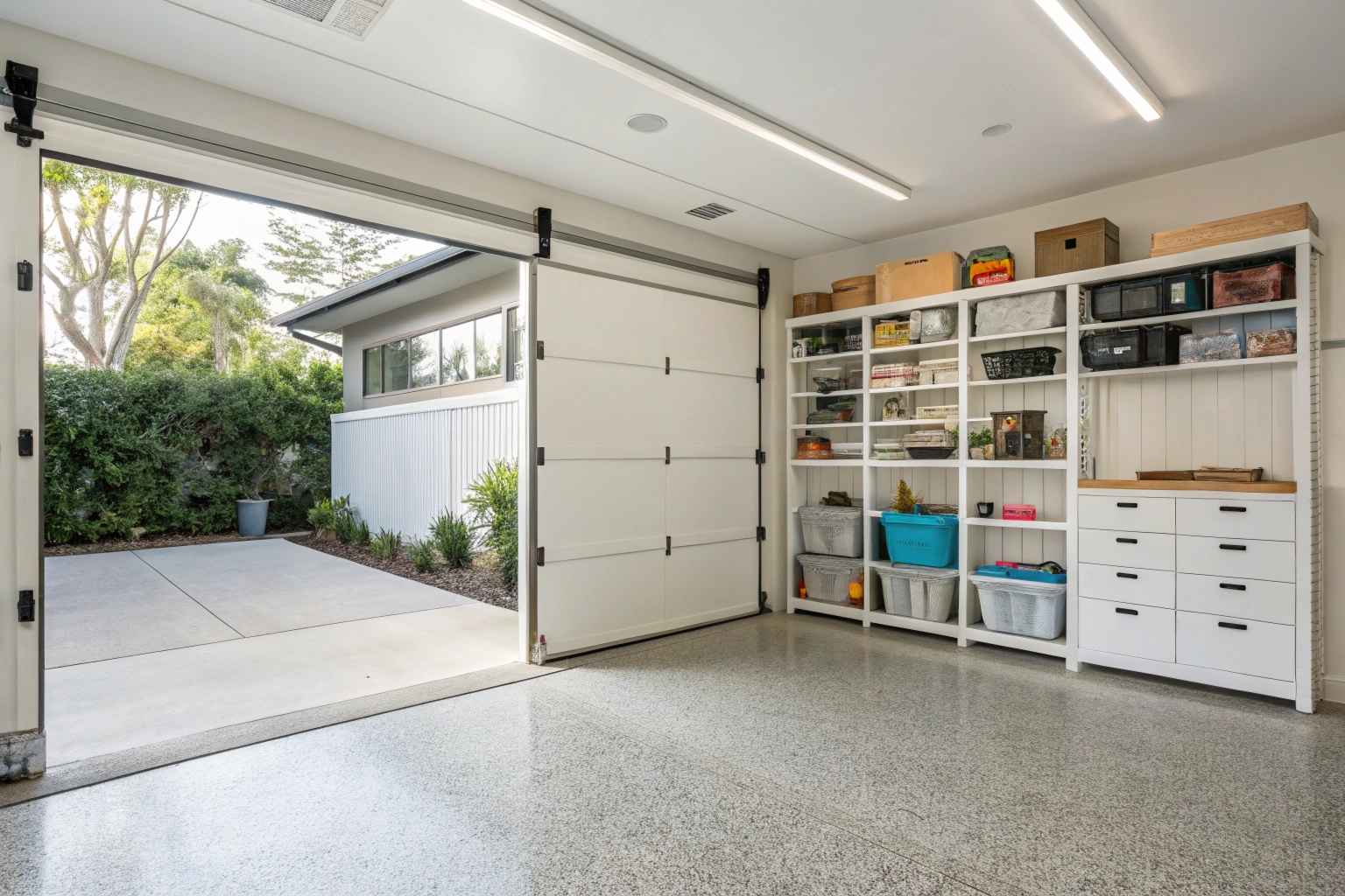 Well-maintained garage interior suitable for smart garage door upgrade