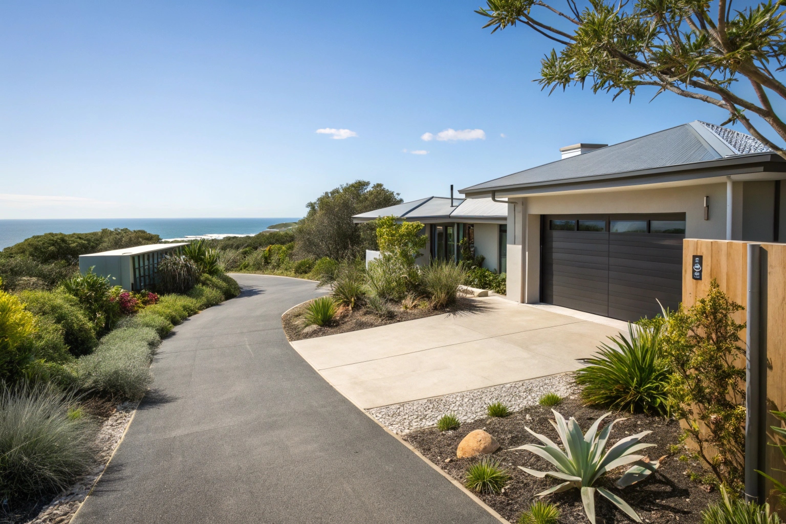 Northern Beaches property driveway and garage entrance for smart door installation