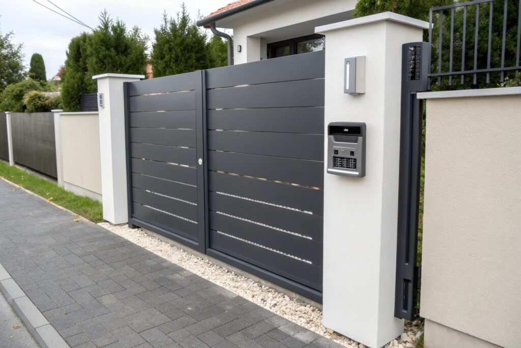 Automated custom aluminium gate with security intercom system
