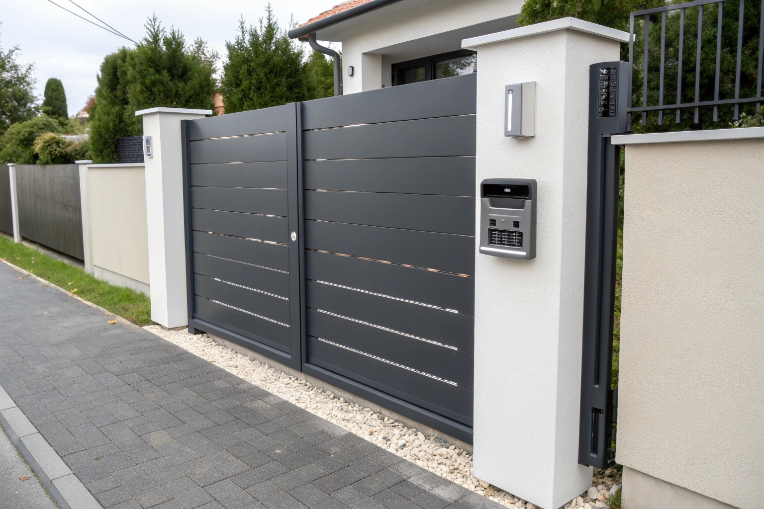 Automated custom aluminium gate with security intercom system