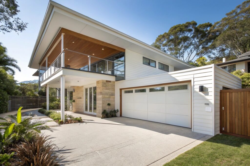 Modern garage door on Northern Beaches home ready for Merlin motor installation