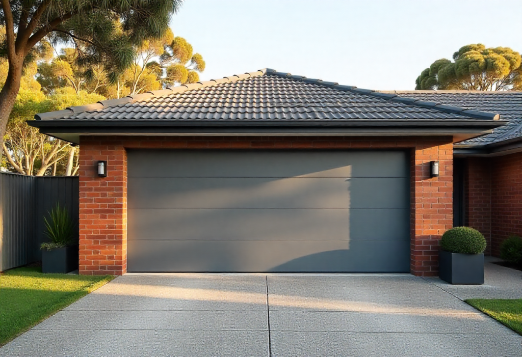 sectional garage door integrated into North Balgowlah brick home