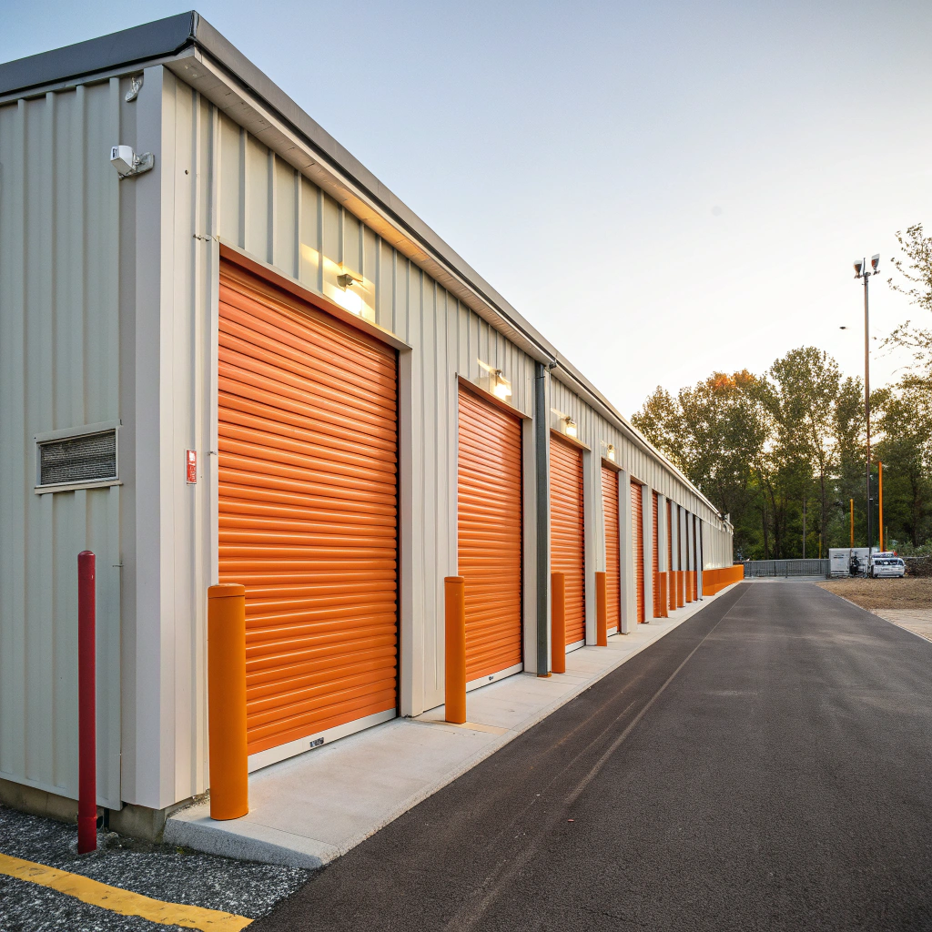 Roll-up commercial door on self-storage facility unit